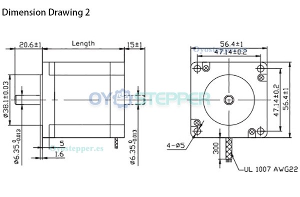 Oukeda Motor Paso a Paso NEMA 23 1.8° 12.35 N·cm 2 Fases 57×57 mm Eje D-Cut